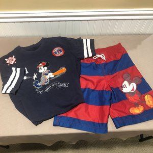 Disney Boys T Shirt (XL) and Swim Trunks (L)